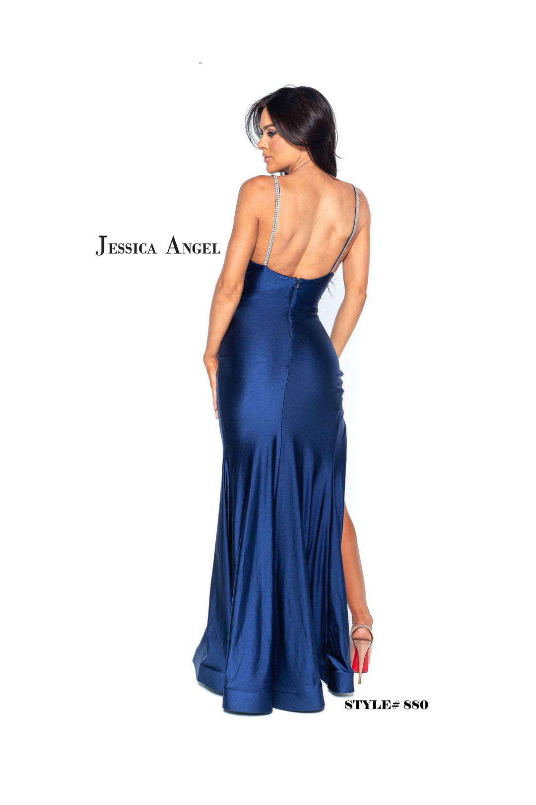 Jersey Fitted Sleeveless Slit Gown by Jessica Angel 880