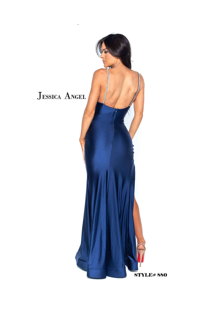 Jersey Fitted Sleeveless Slit Gown by Jessica Angel 880