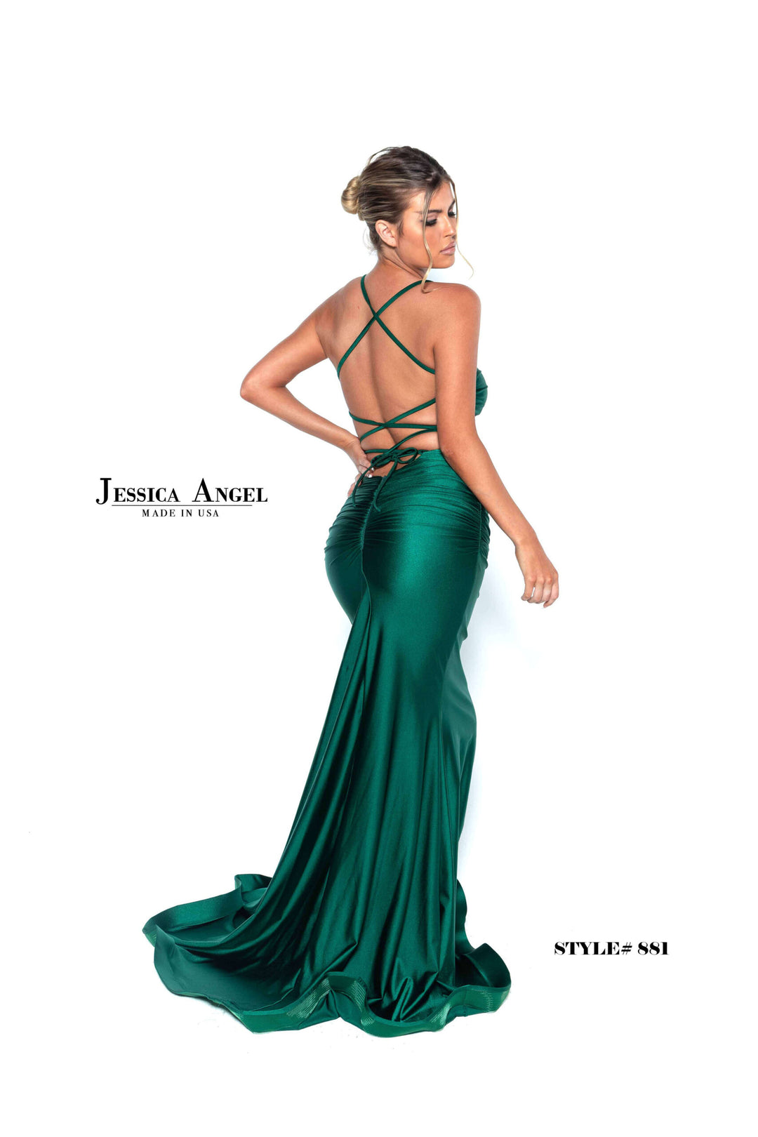 Jersey Fitted Strappy Back Gown by Jessica Angel 881