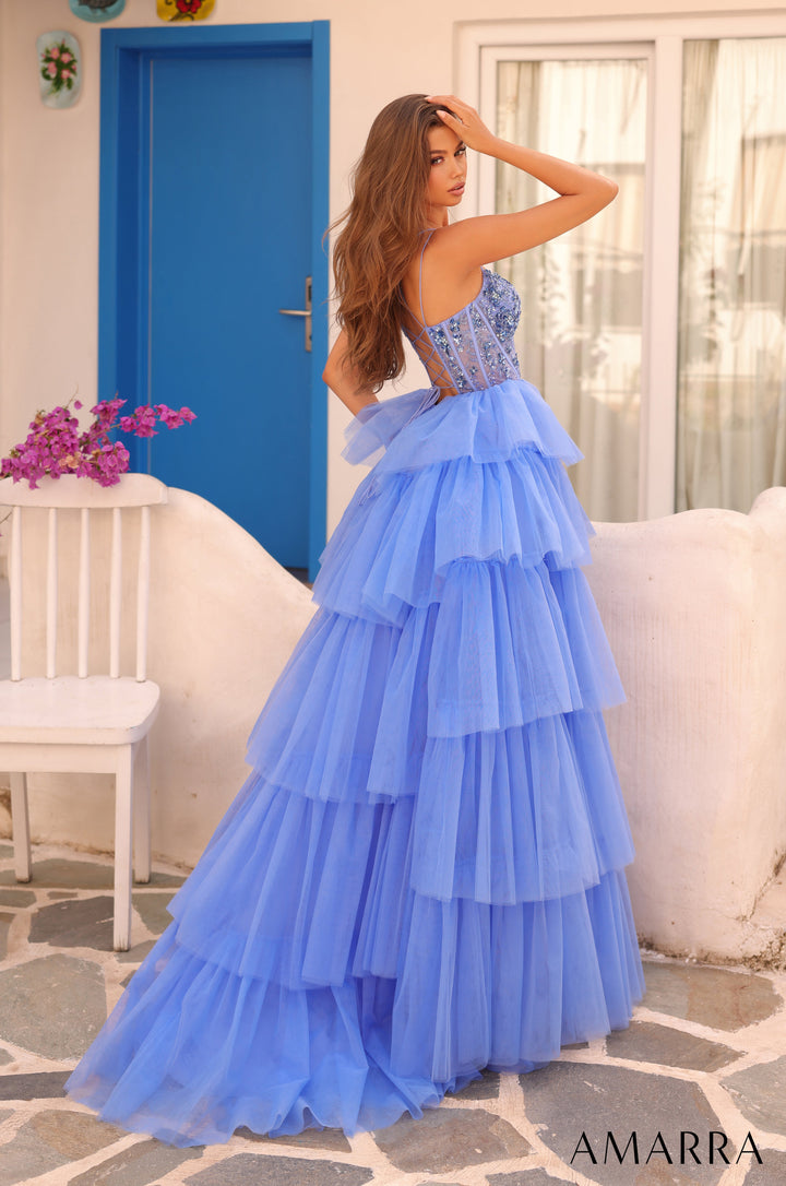 Beaded Sleeveless A-line Tiered Gown by Amarra 88345