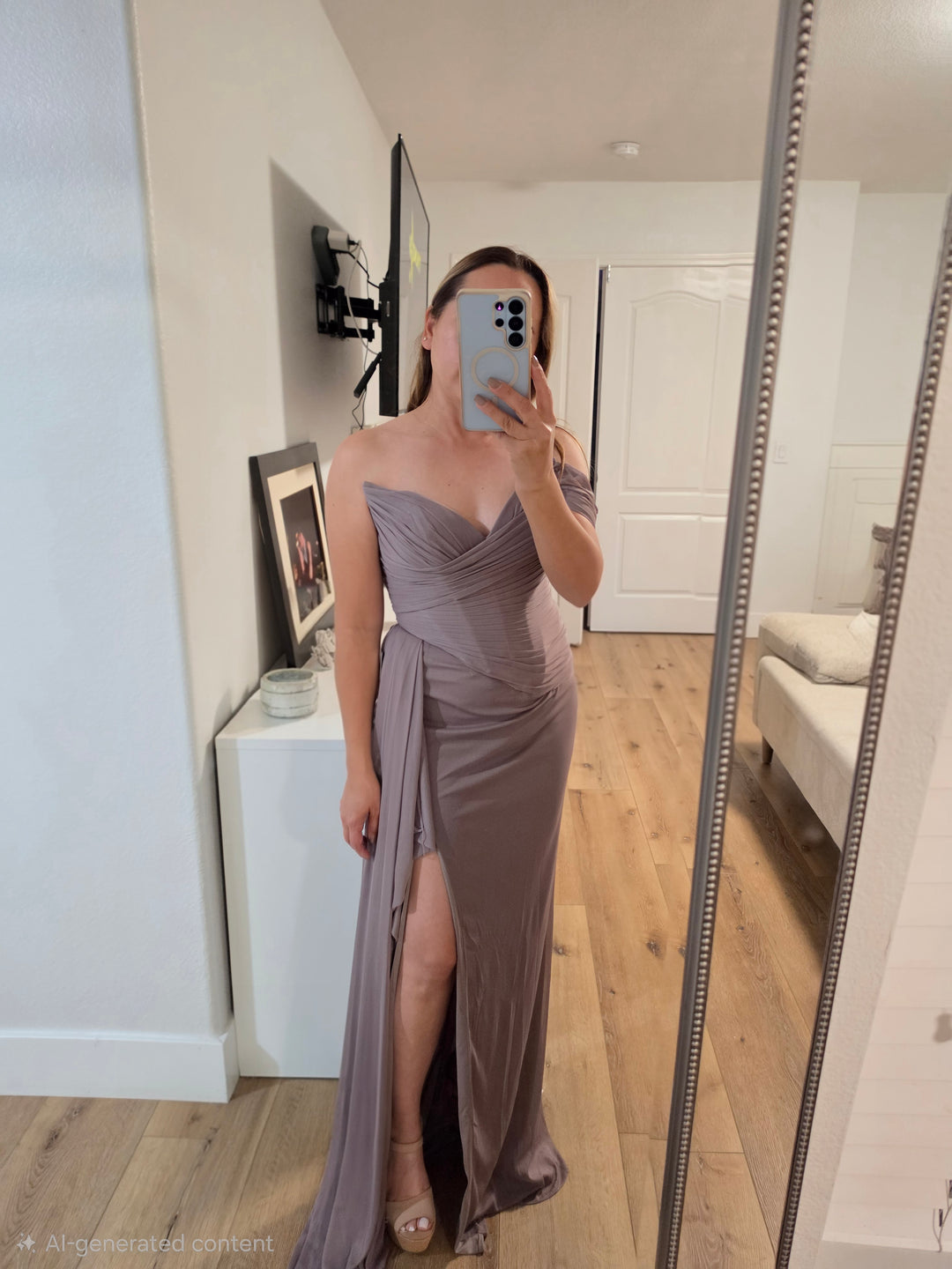 Chiffon Off Shoulder Slit Gown by Ladivine CD406