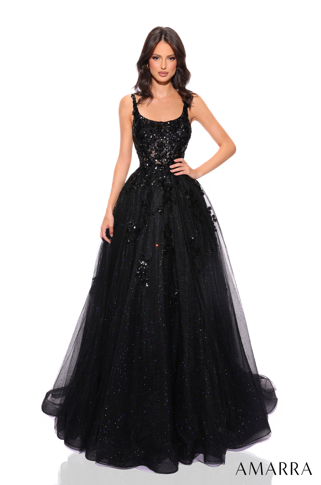 Sequin Applique Sleeveless Ball Gown by Amarra 88749