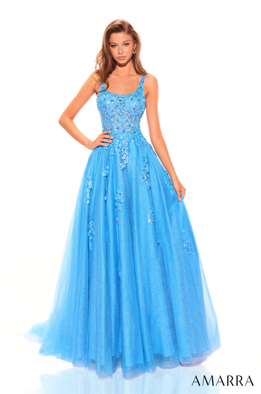 Sequin Applique Sleeveless Ball Gown by Amarra 88749