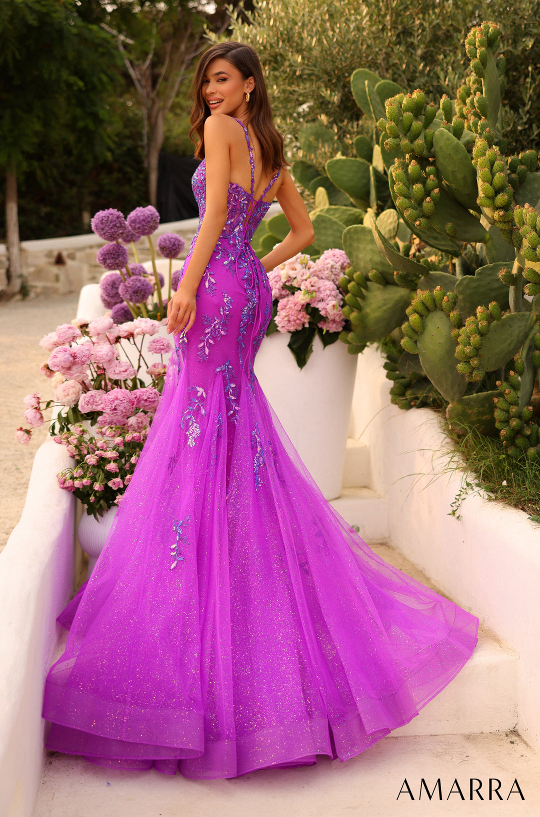 Applique Sleeveless Corset Mermaid Dress by Amarra 88755