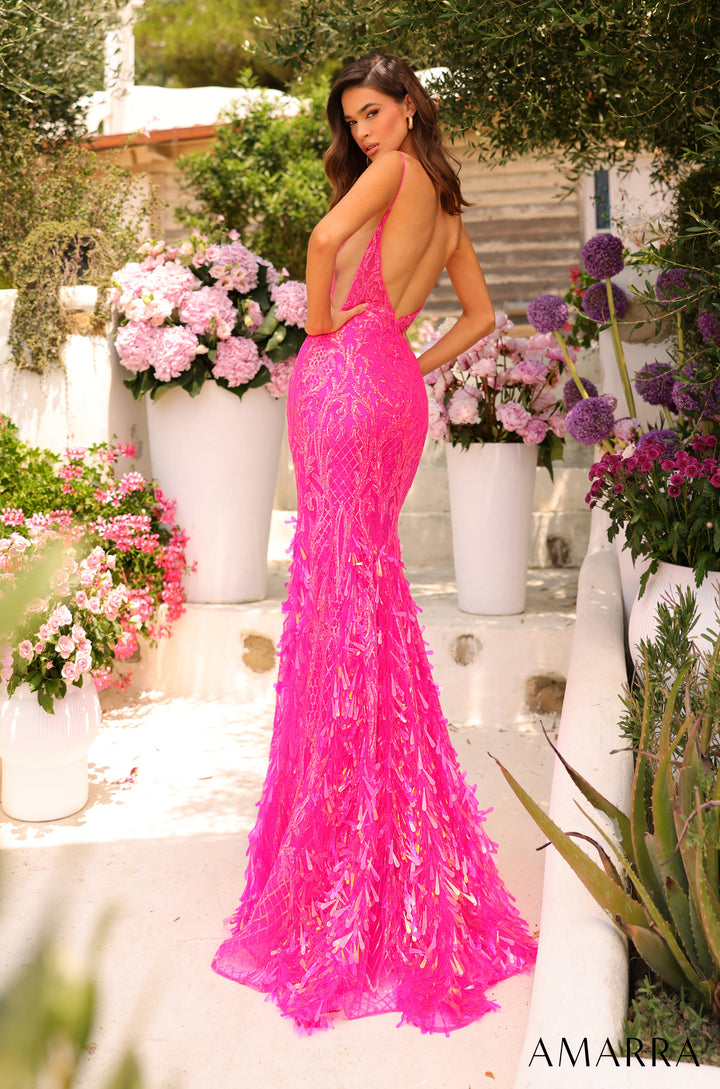 Fitted Embroidered Sleeveless Fringe Gown by Amarra 88763