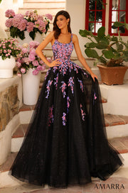 Floral Applique Sleeveless Ball Gown by Amarra 88767