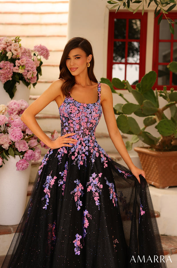 Floral Applique Sleeveless Ball Gown by Amarra 88767