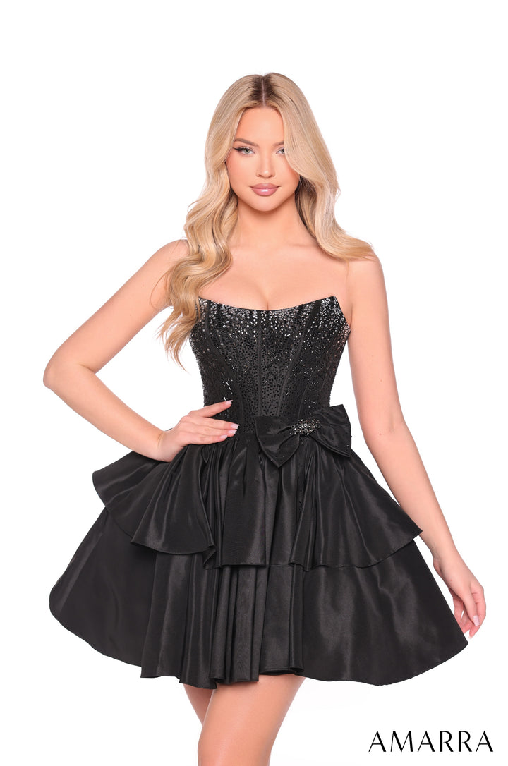 Beaded Short Strapless A-line Dress by Amarra 88912