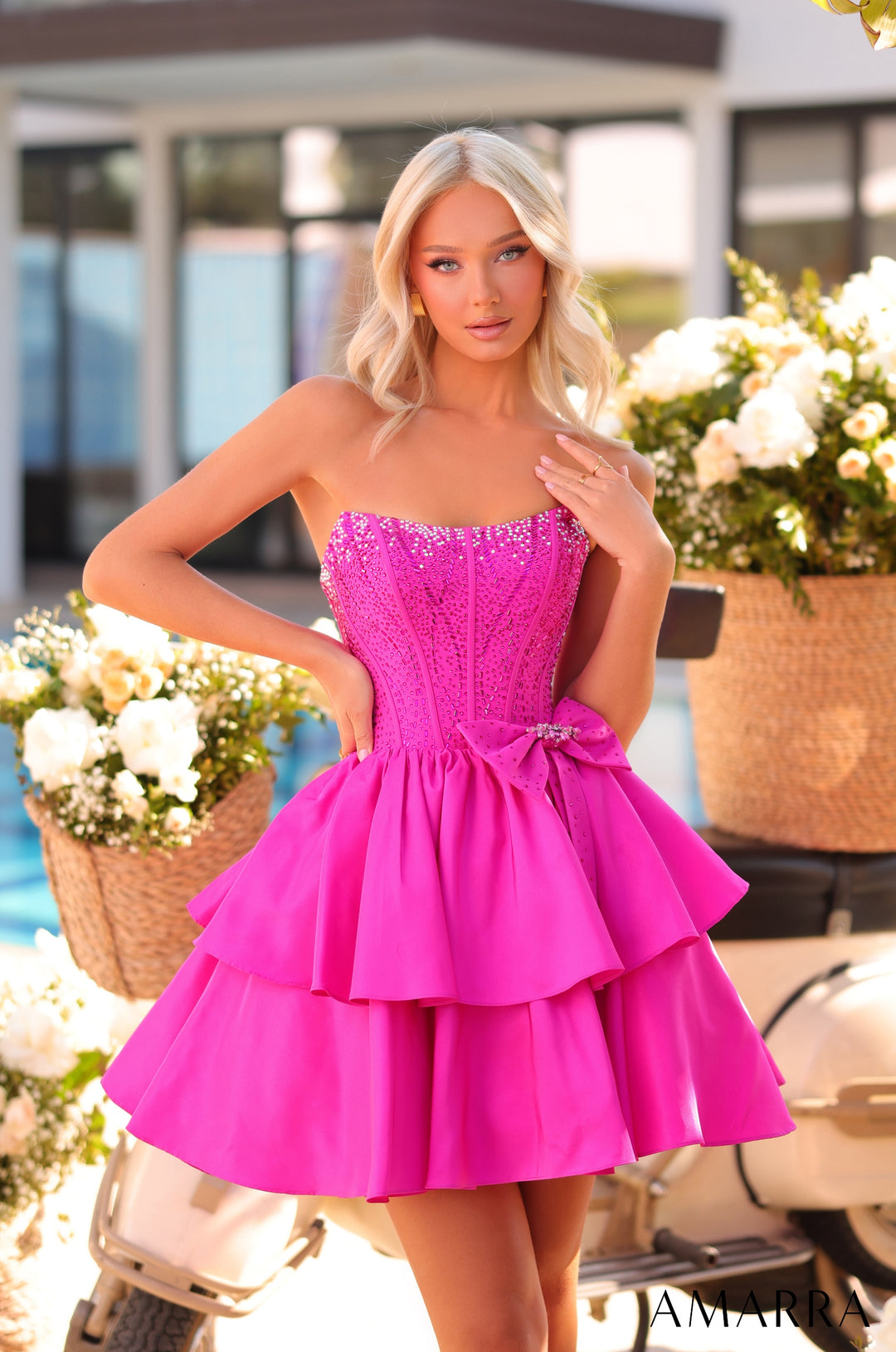 Beaded Short Strapless A-line Dress by Amarra 88912