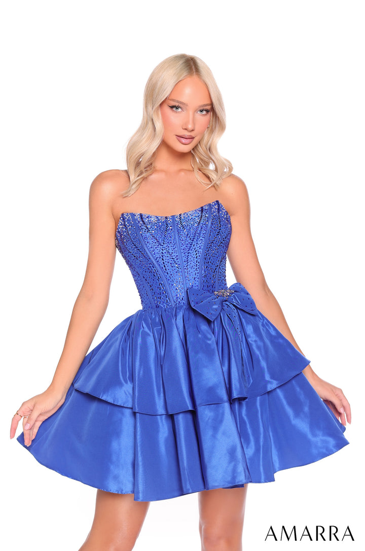 Beaded Short Strapless A-line Dress by Amarra 88912