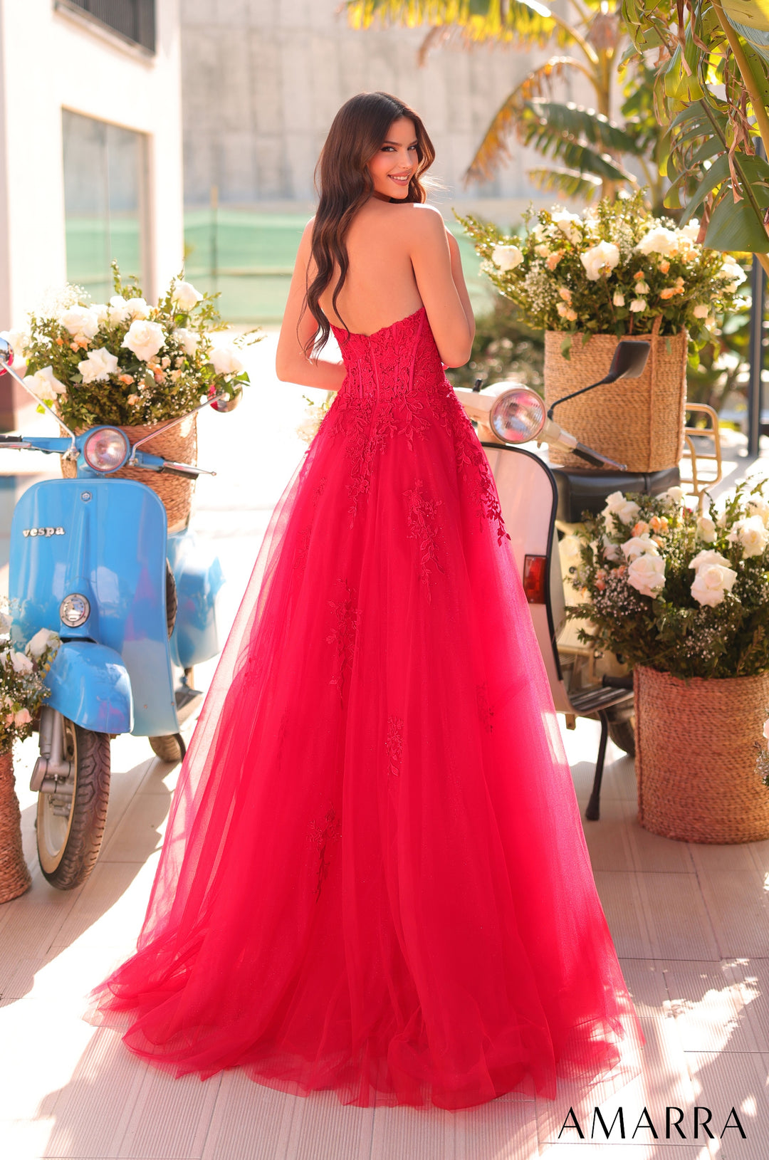 Applique Strapless A-line Gown by Amarra 88950