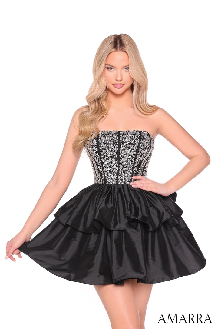 Beaded Short Strapless A-line Dress by Amarra 88952