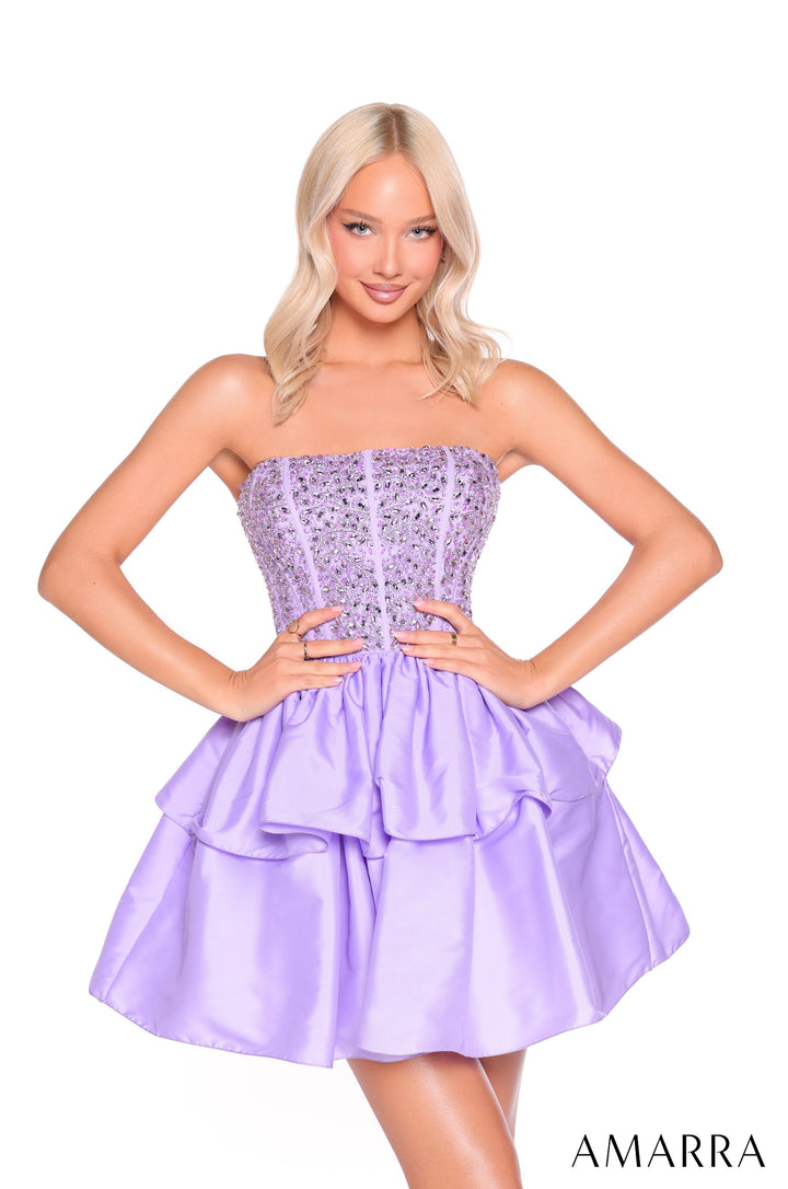 Beaded Short Strapless A-line Dress by Amarra 88952