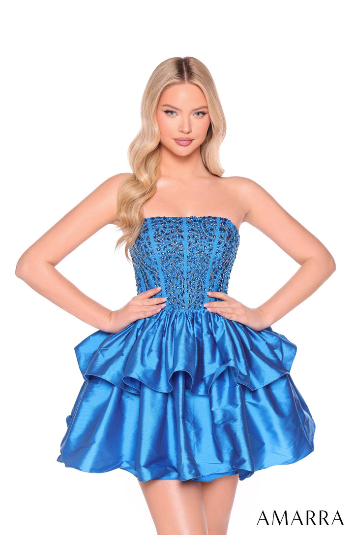 Beaded Short Strapless A-line Dress by Amarra 88952