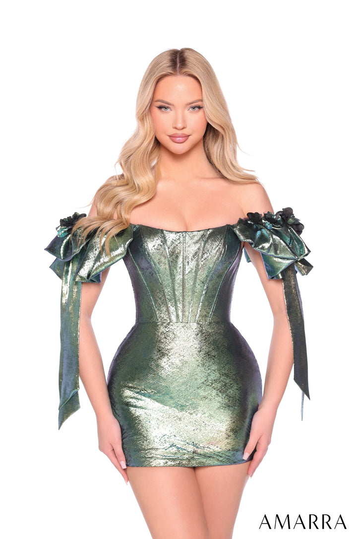 Metallic Short Off Shoulder Dress by Amarra 88953