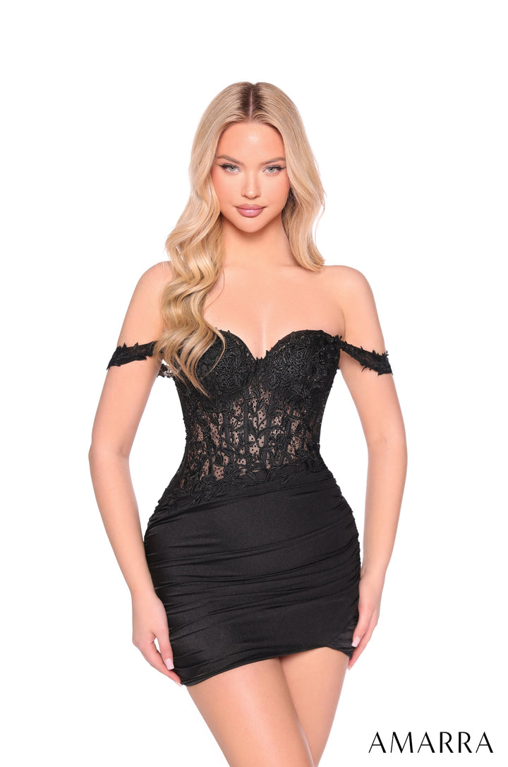 Applique Short Off Shoulder Dress by Amarra 88957