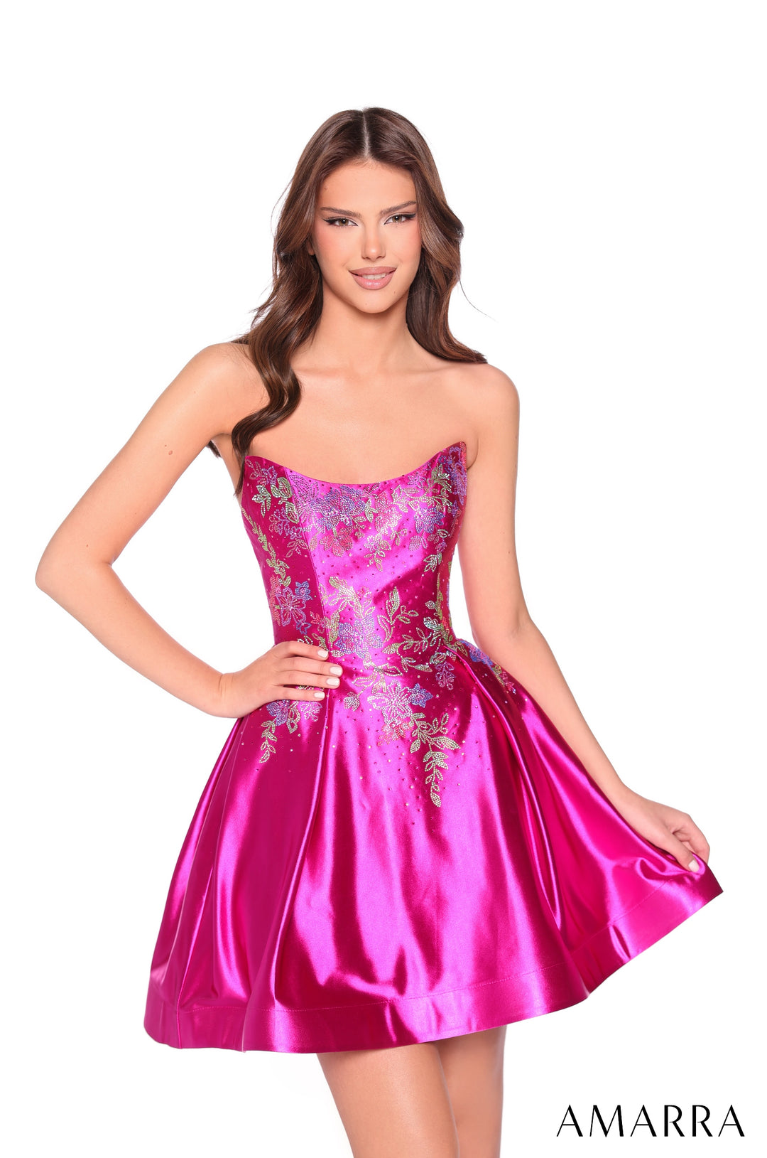 Beaded Short Strapless A-line Dress by Amarra 88962