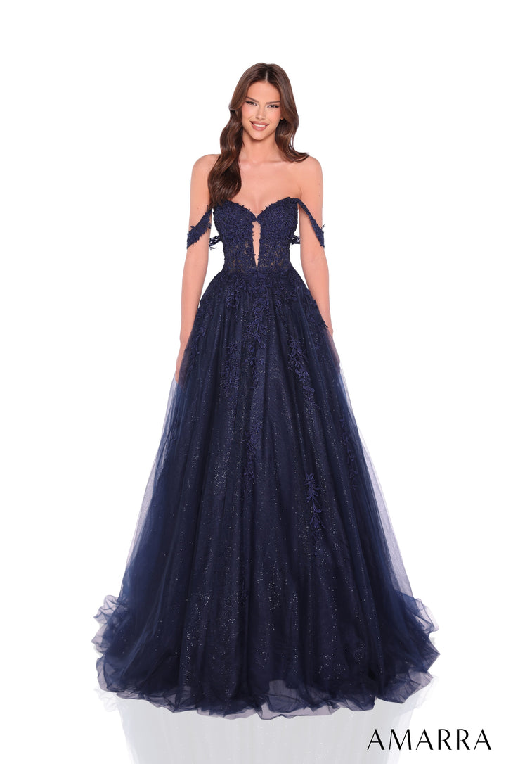Applique Sleeveless A-line Gown by Amarra 88970