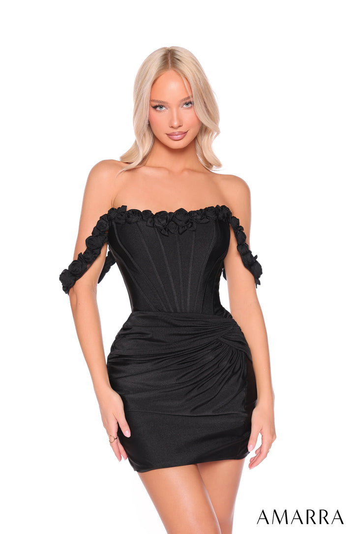 3D Floral Short Off Shoulder Dress by Amarra 88980