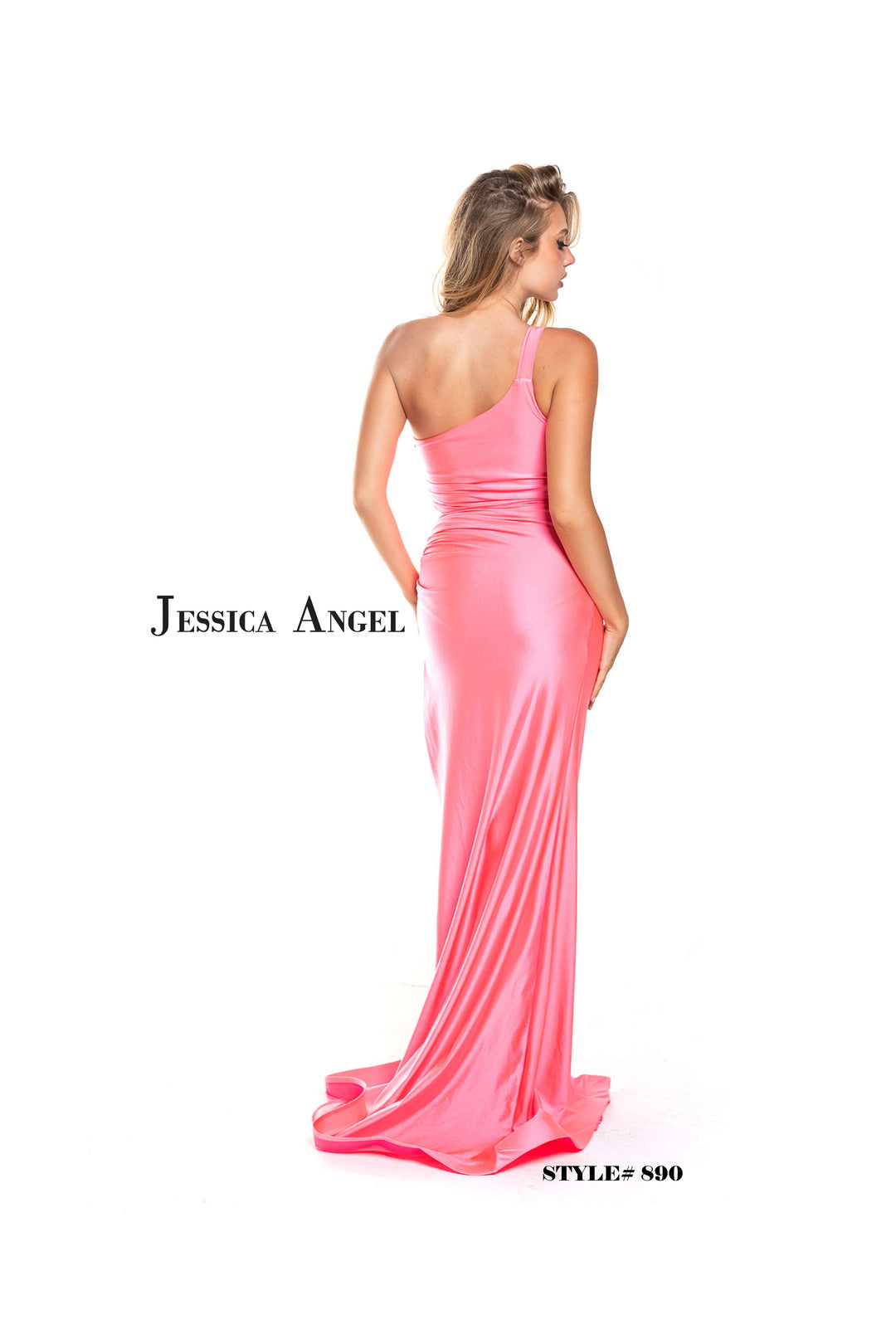 Jersey One Shoulder Slit Gown by Jessica Angel 890