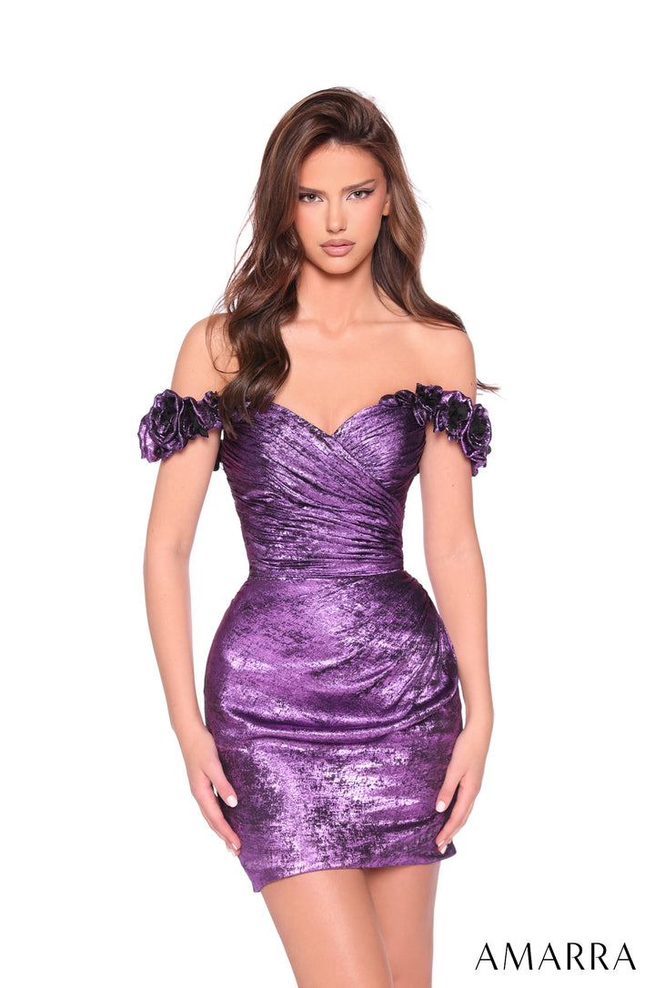 Metallic Short Off Shoulder Dress by Amarra 89009
