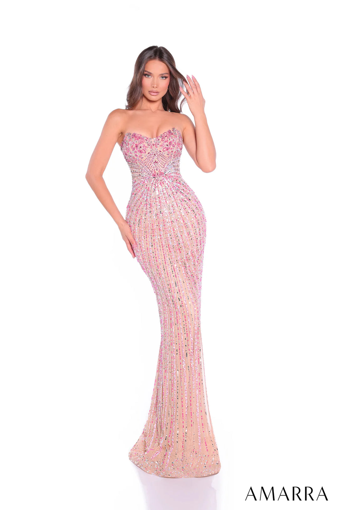 Beaded Fitted Strapless Gown by Amarra 89089