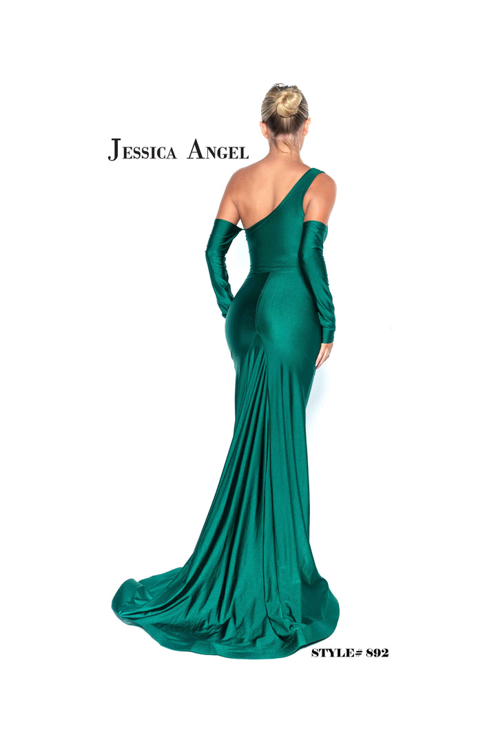 Jersey One Shoulder Slit Gown by Jessica Angel 892