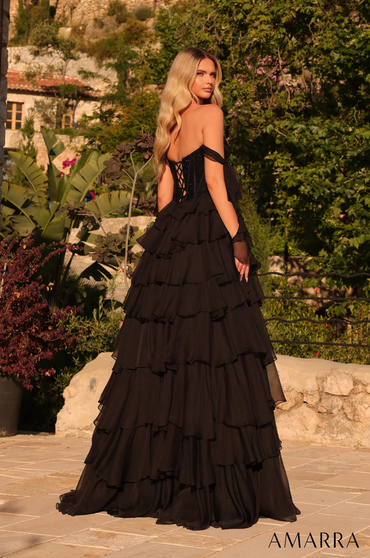 Off Shoulder A-line Tiered Gown by Amarra 89285
