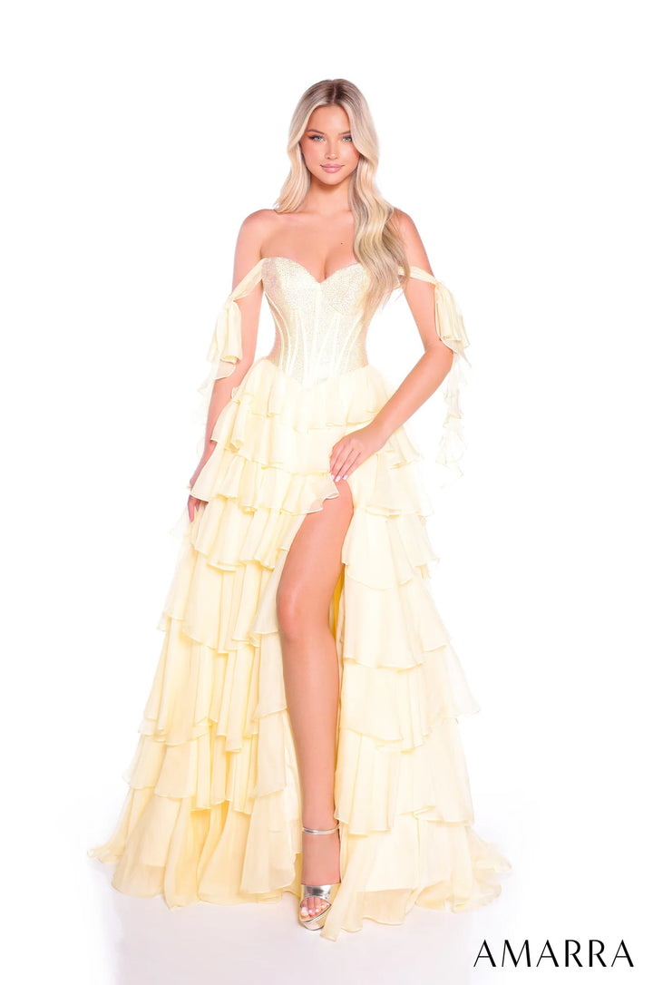 Off Shoulder A-line Tiered Gown by Amarra 89285