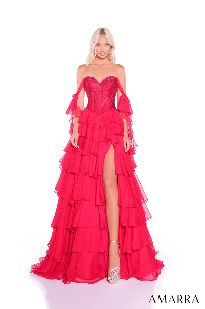Off Shoulder A-line Tiered Gown by Amarra 89285