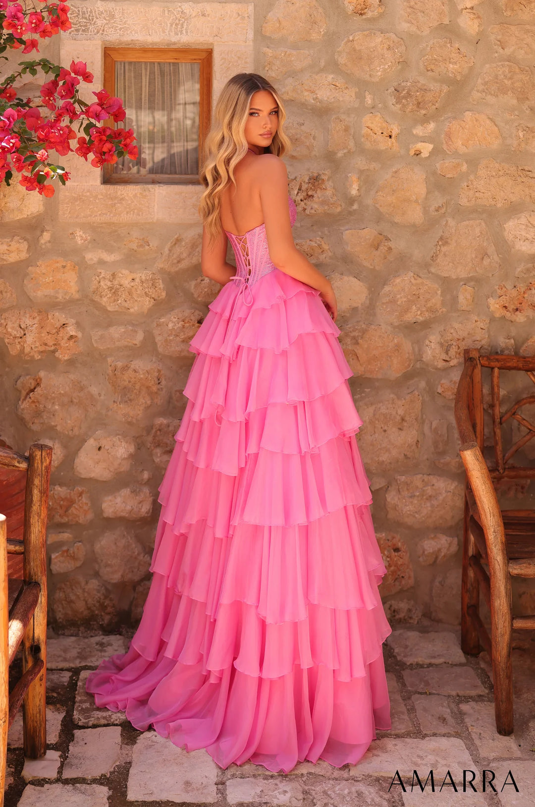 Halter A-line Tiered Slit Gown by Amarra 89287