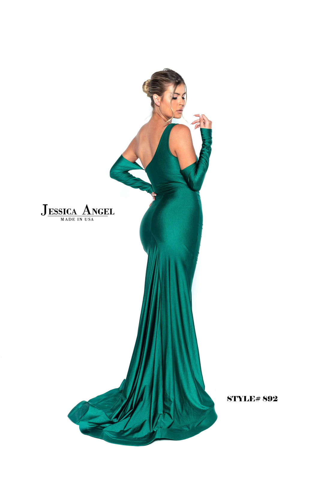 Jersey One Shoulder Slit Gown by Jessica Angel 892