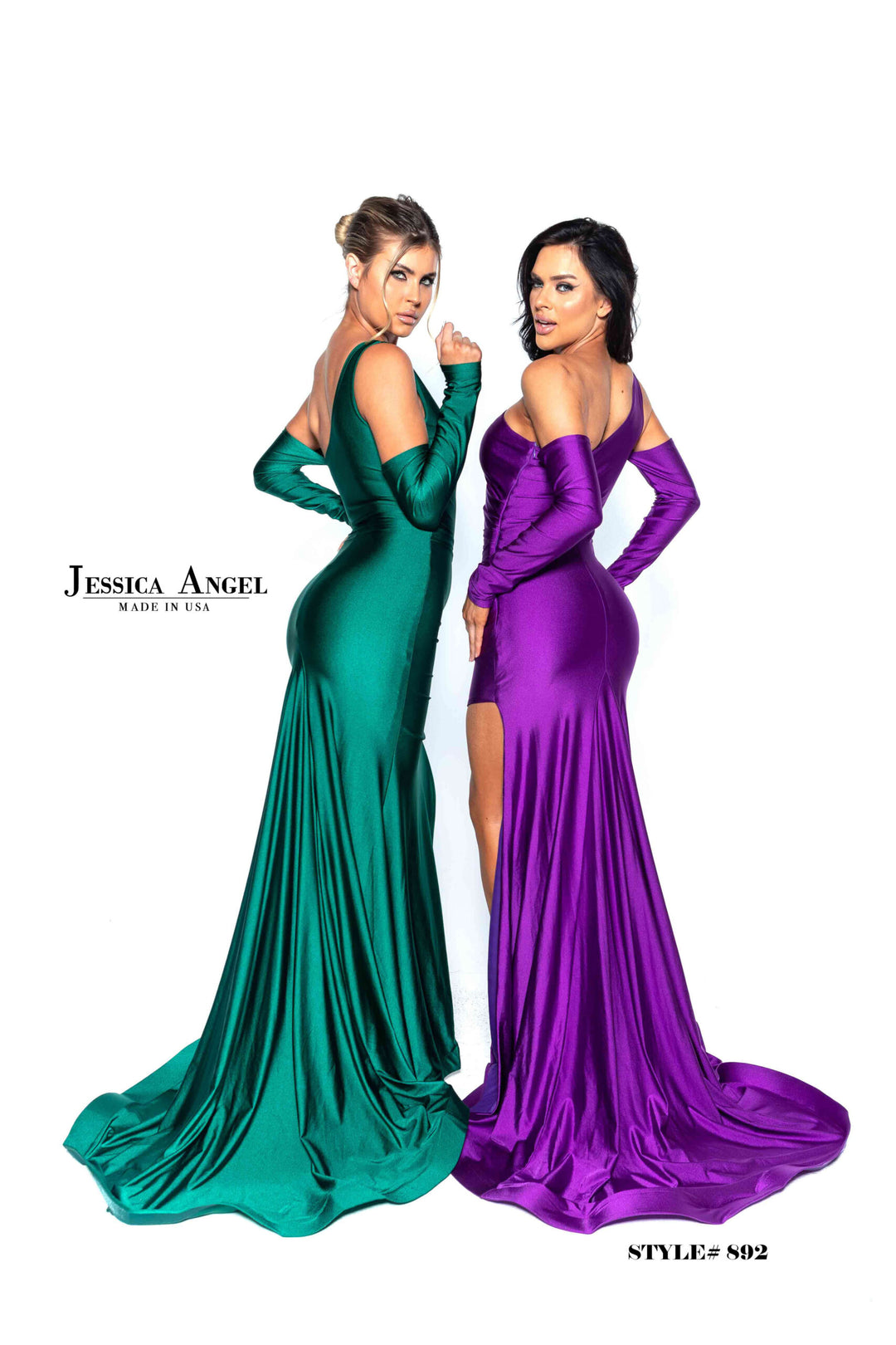 Jersey One Shoulder Slit Gown by Jessica Angel 892