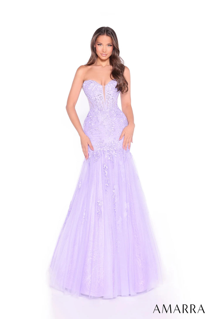 Applique Strapless Mermaid Dress by Amarra 89319
