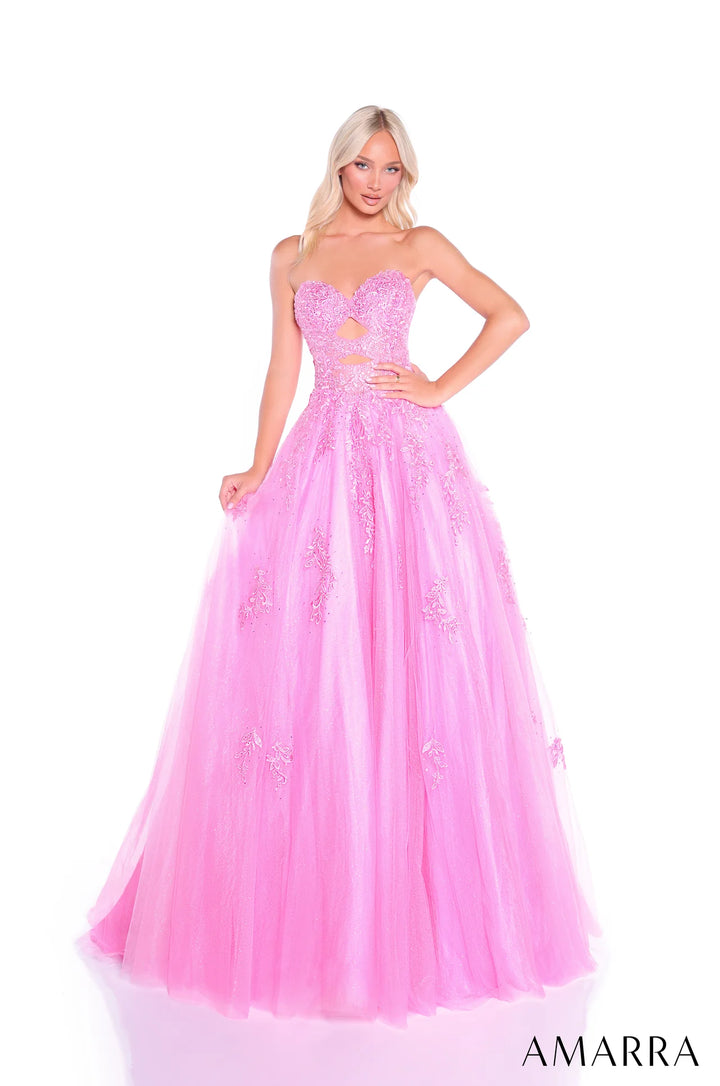 Applique Strapless A-line Gown by Amarra 89357