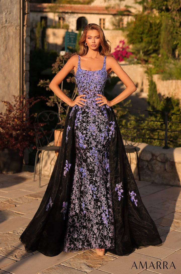 Applique Sleeveless Overskirt Gown by Amarra 89373