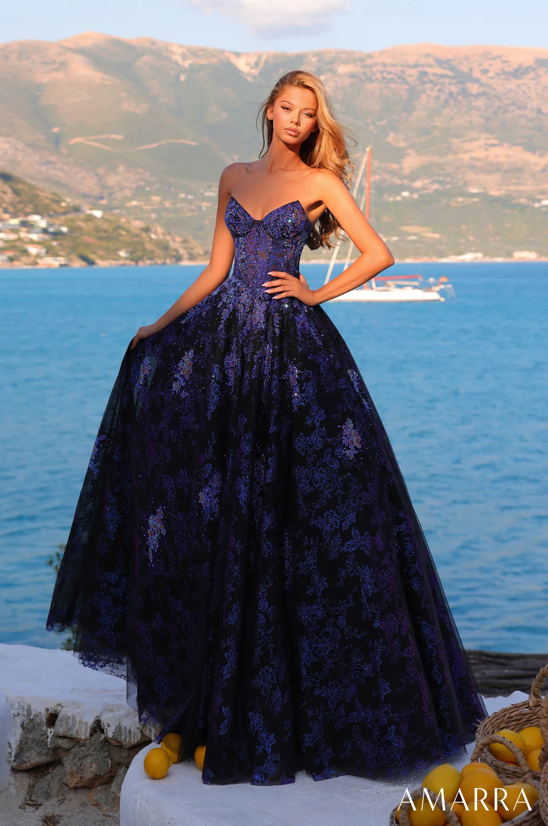 Glitter Strapless A-line Gown by Amarra 89415