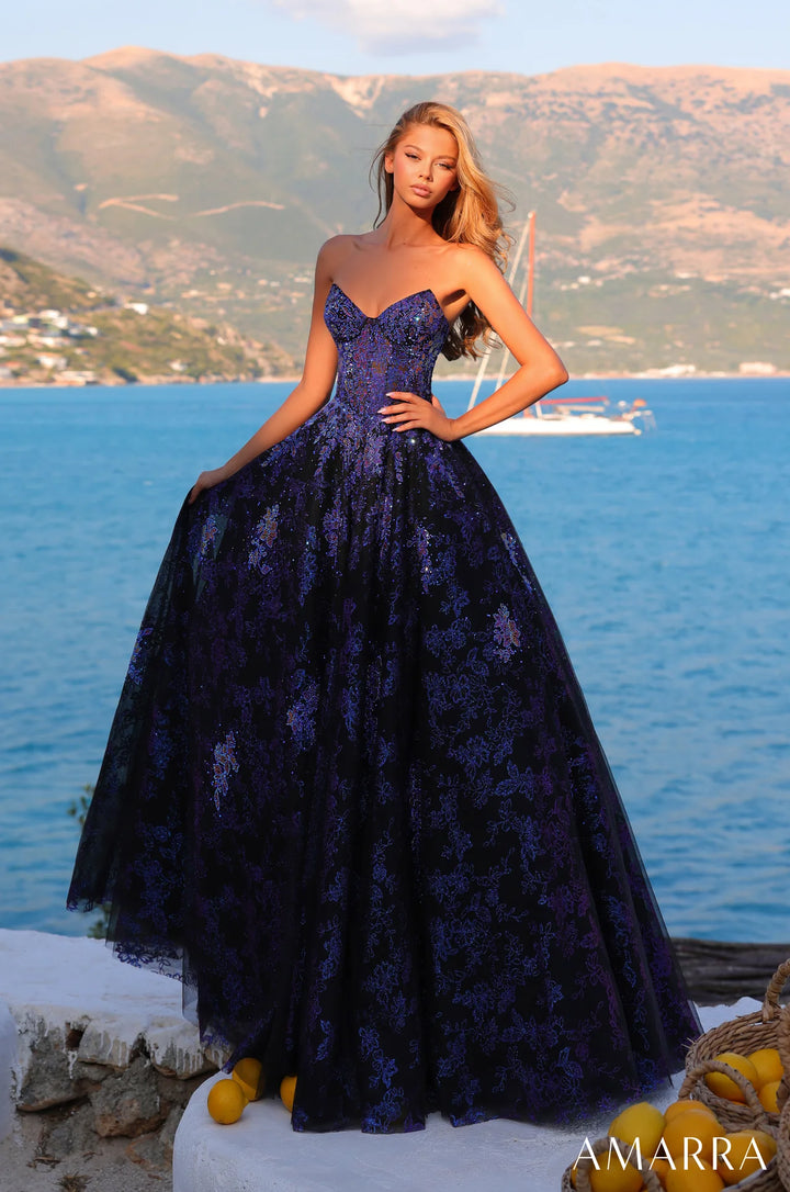 Glitter Strapless A-line Gown by Amarra 89415