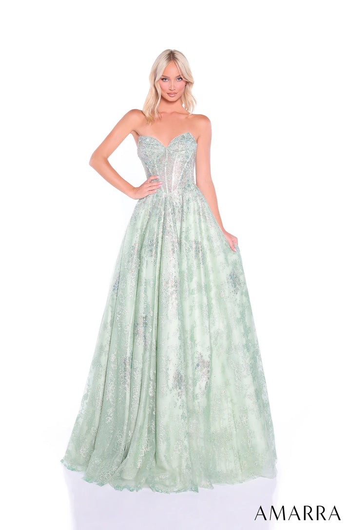 Glitter Strapless A-line Gown by Amarra 89415