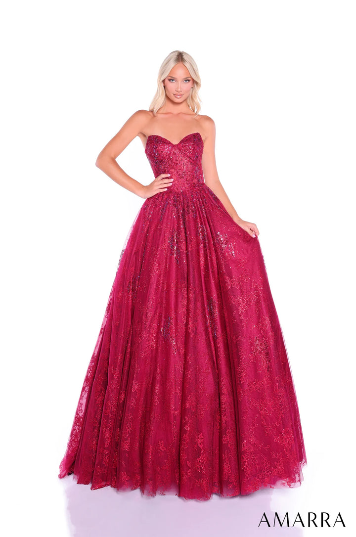 Glitter Strapless A-line Gown by Amarra 89415