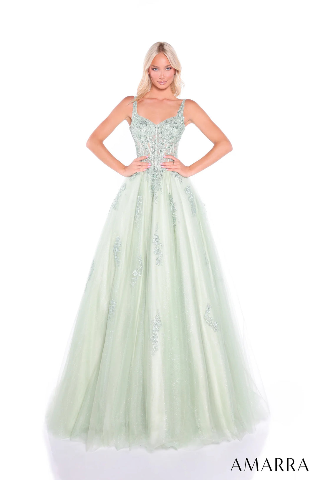 Applique Sleeveless A-line Gown by Amarra 89429