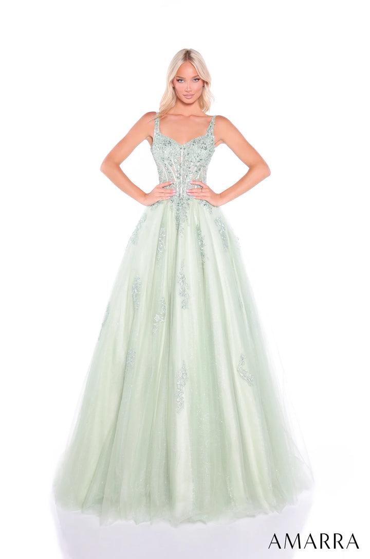 Applique Sleeveless A-line Gown by Amarra 89429