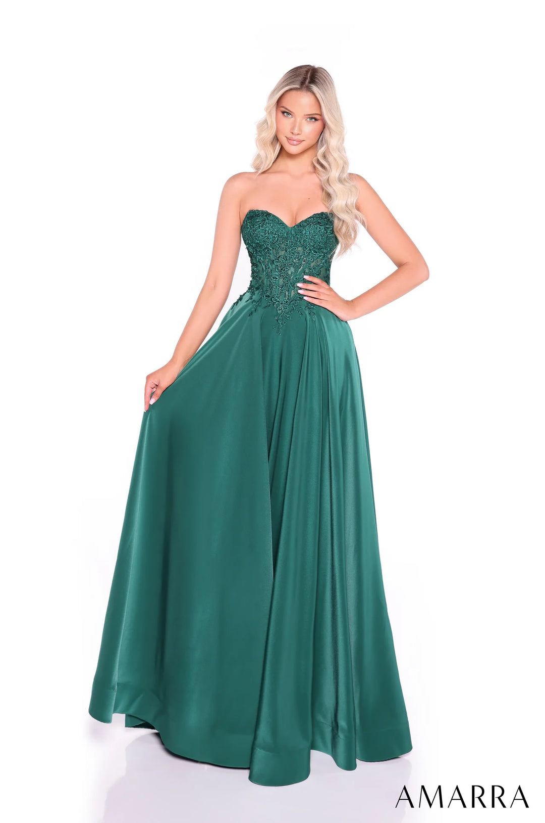Applique Strapless A-line Gown by Amarra 89433