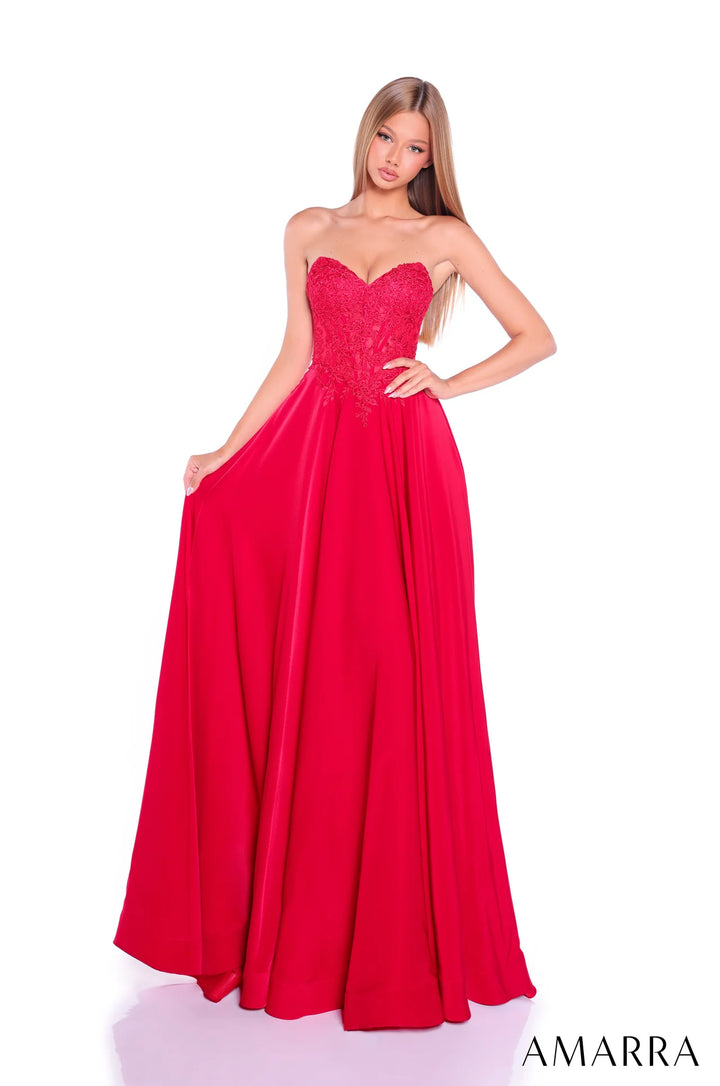Applique Strapless A-line Gown by Amarra 89433
