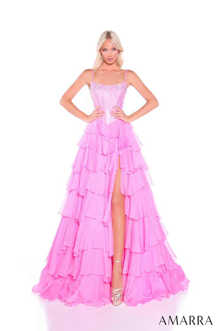 Sleeveless A-line Tiered Slit Gown by Amarra 89459
