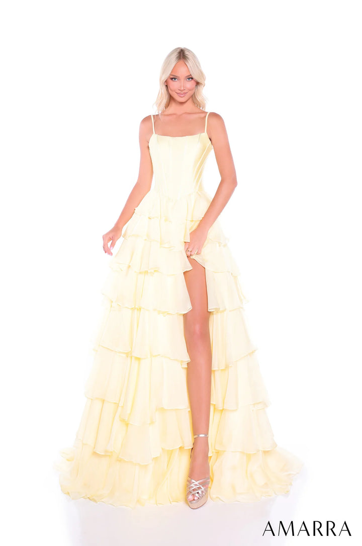 Sleeveless A-line Ruffled Slit Gown by Amarra 89461