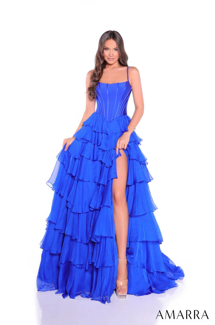 Sleeveless A-line Ruffled Slit Gown by Amarra 89461