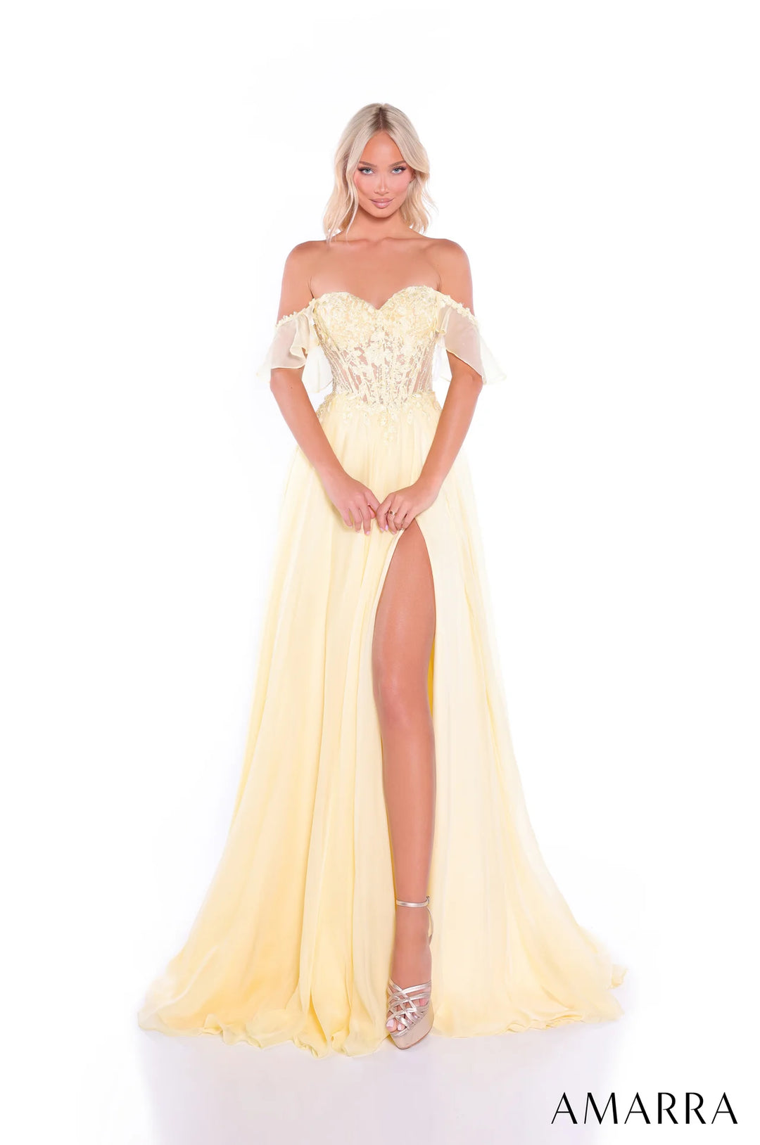 amarie angels golden gal dress Gold Metallic Strapless Gown With Detached Sleeves main image 0