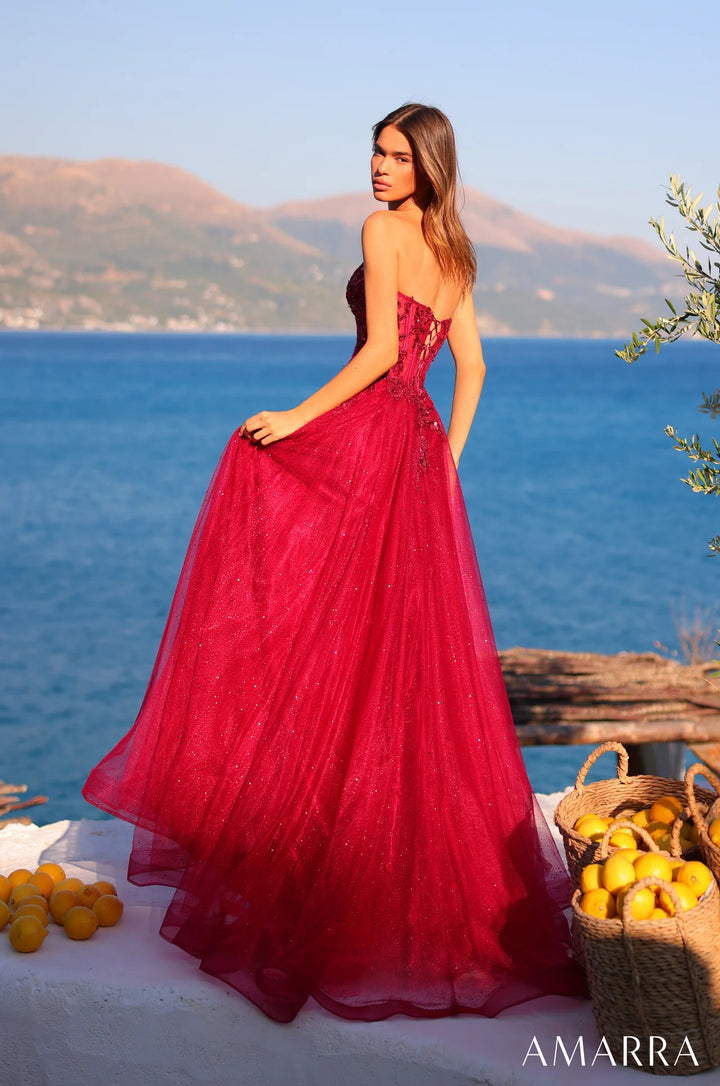 Glitter Strapless A-line Gown by Amarra 89486