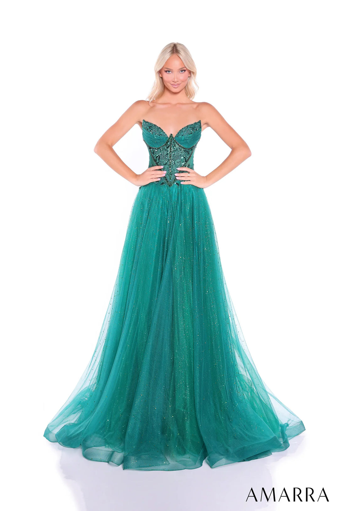 Glitter Strapless A-line Gown by Amarra 89488